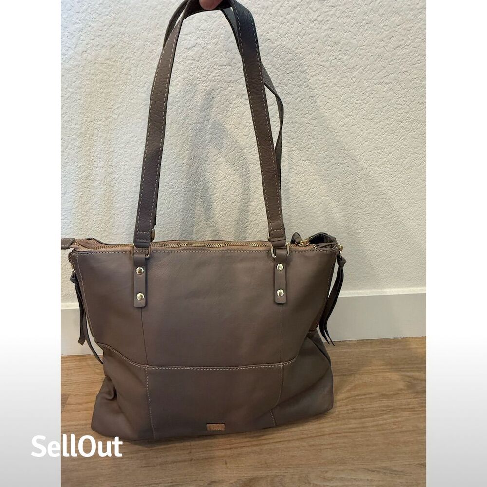 Kooba Women's Taupe Leather Shoulder Tote Bag Large Casual Handbag